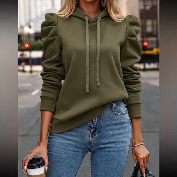 Cozy gigot sleeve drawstring hoodie - Picture 8 of 15